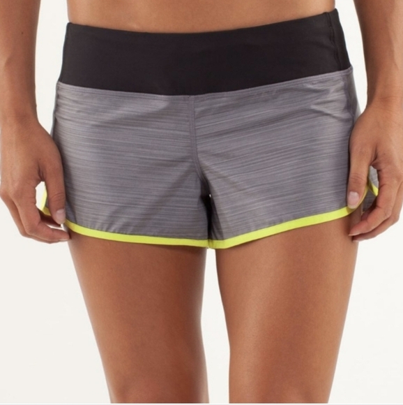 Lululemon Run: Speed Short Size 2 Gray Black And Yellow Color W7278S - Picture 3 of 13